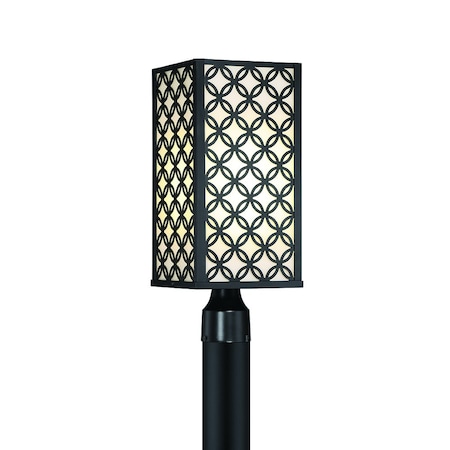 Eurofase Ilya Contemporary 7" Square LED Outdoor Post Light, Satin Black /Textured Glass 42700-012